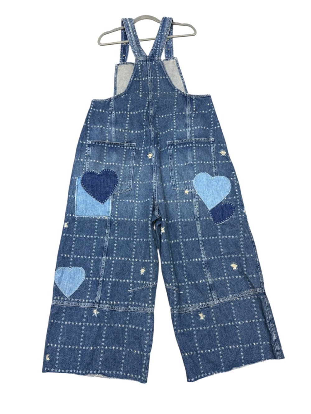 We The Free Free People Rambler Patchwork Overalls Follow Your Heart XL NWT - Picture 4 of 8